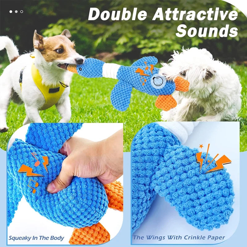 Yellow Duck Dog Toys for Aggressive Chewers Cats Dogs Chew Squeak Toy with Quacking Sound Interactive Plush Doll Toy Pet Supplie