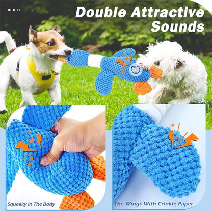 Yellow Duck Dog Toys for Aggressive Chewers Cats Dogs Chew Squeak Toy with Quacking Sound Interactive Plush Doll Toy Pet Supplie