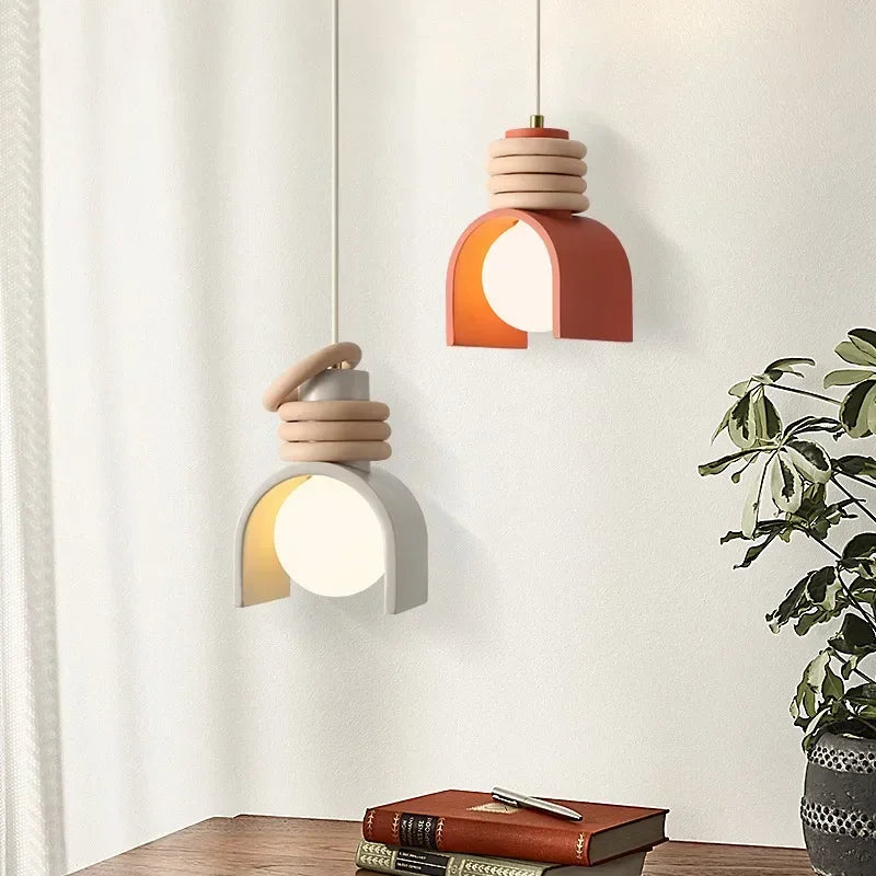 Japanese Wabi-sabi Bedroom Bedside Lighting Retro Macaron Chandelier Lights American Bar Pendant Lights Luminaria LED