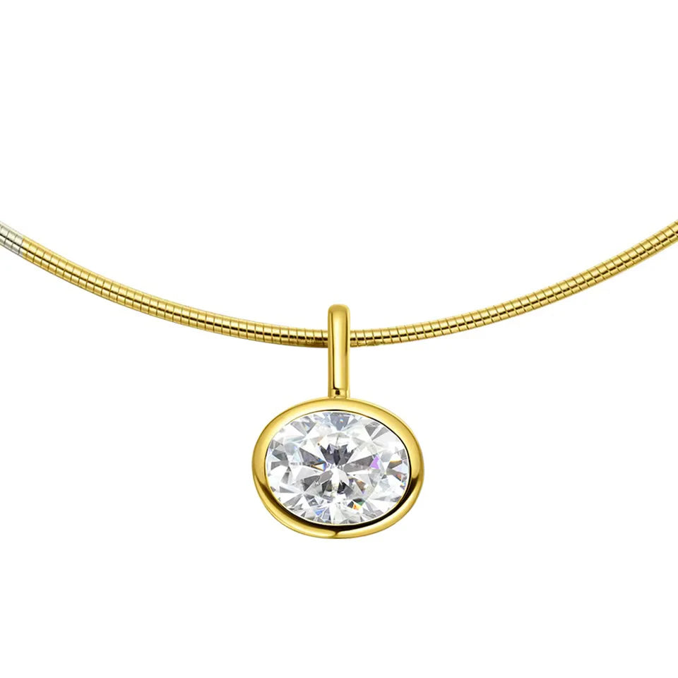 GXTRS 2/3/4CT Oval Moissanite Choker Necklaces Women's S925 Silver Elegant Lab Diamond Bezel Set Pendant Neck Chain Fine Jewelry