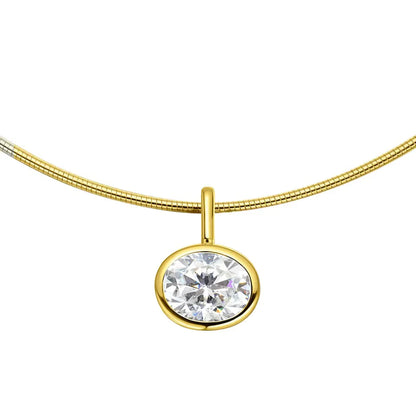 GXTRS 2/3/4CT Oval Moissanite Choker Necklaces Women's S925 Silver Elegant Lab Diamond Bezel Set Pendant Neck Chain Fine Jewelry