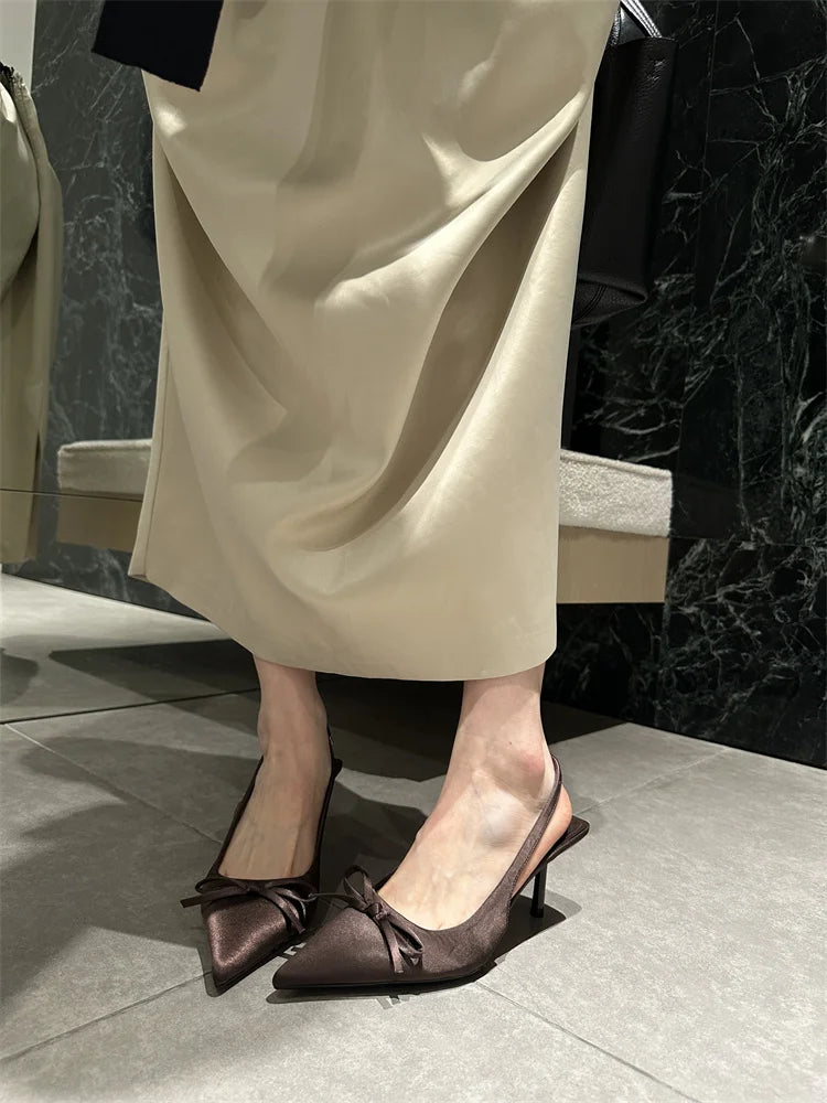 Designer Luxury Summer Women Sandals Fashion Pointed Toe Butterfly-knot Shoes Ladies Elegant High Heels Party Club Sandalias