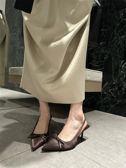 Designer Luxury Summer Women Sandals Fashion Pointed Toe Butterfly-knot Shoes Ladies Elegant High Heels Party Club Sandalias