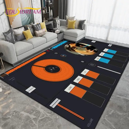 DJ Music Screen Area Rug, Creative Non-Slip Living Room Carpet, Modern Runner Floor Mat for Bedroom & Studio Decor, 1PC