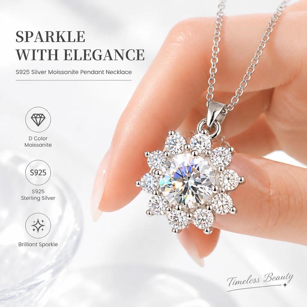 With GRA Certificate 1ct Moissanite Necklace Women's 925 Sterling Silver Plated 18k Gold Pendant Luxury Fine Jewelry