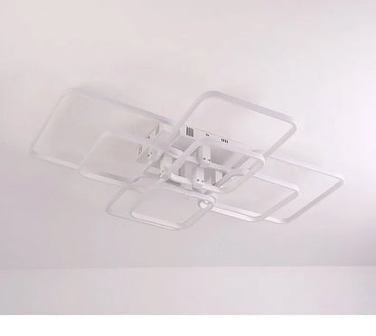 Modern Square LED Ceiling Chandelier with Remote Control Dimmable Light Fixture for Living Room Bedroom Dining Home Decor Lamp