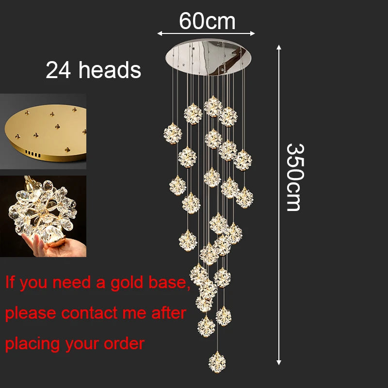 Modern Crystal stair chandelier lights indoor lighting Ceiling lamp hanging light led Chandeliers for living room indoor lightin