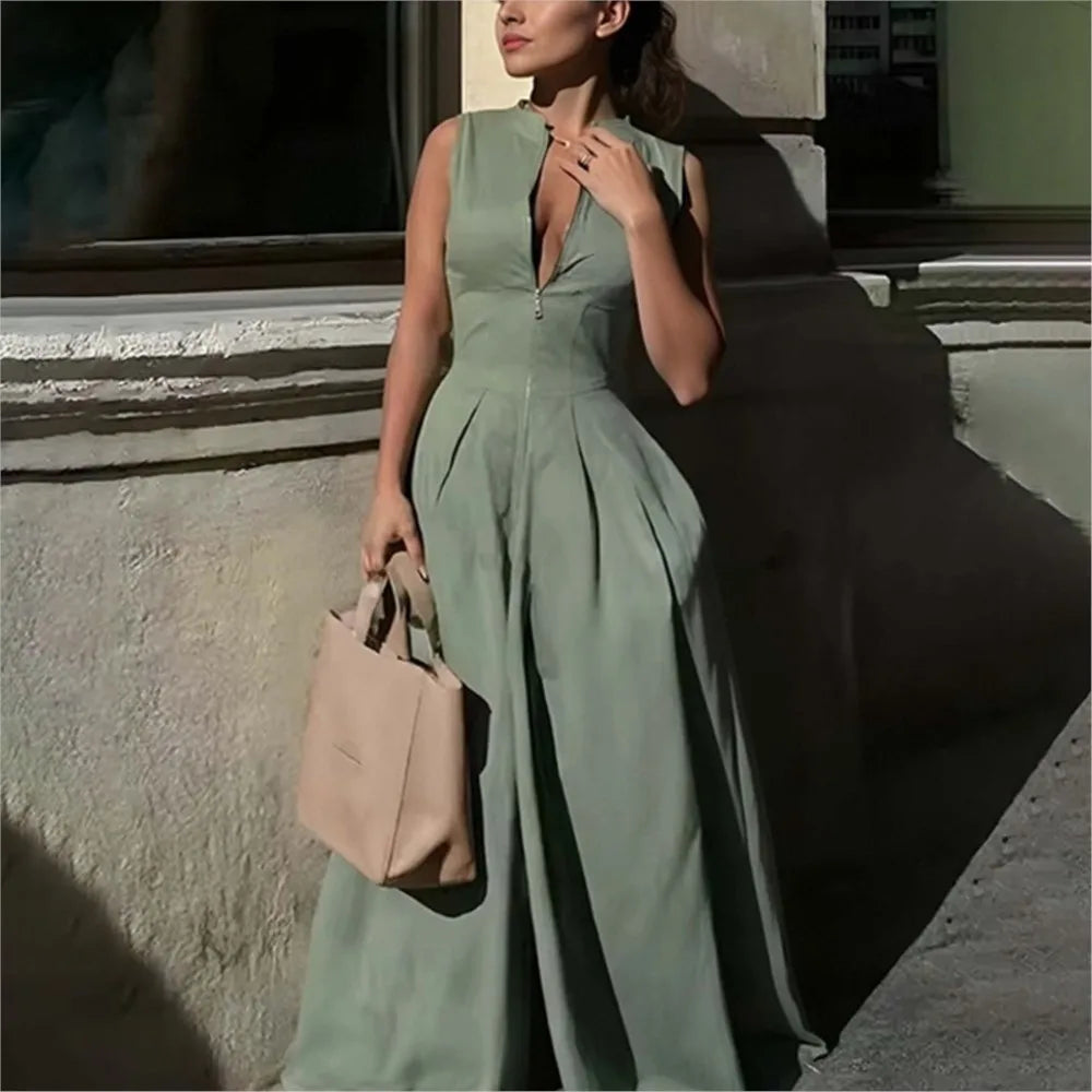 2026 Casual Jumpsuits For Woman Romper Playsuit Women's Clothing Temperament Commuting Simple Style Loose Sleeveless Solid Color