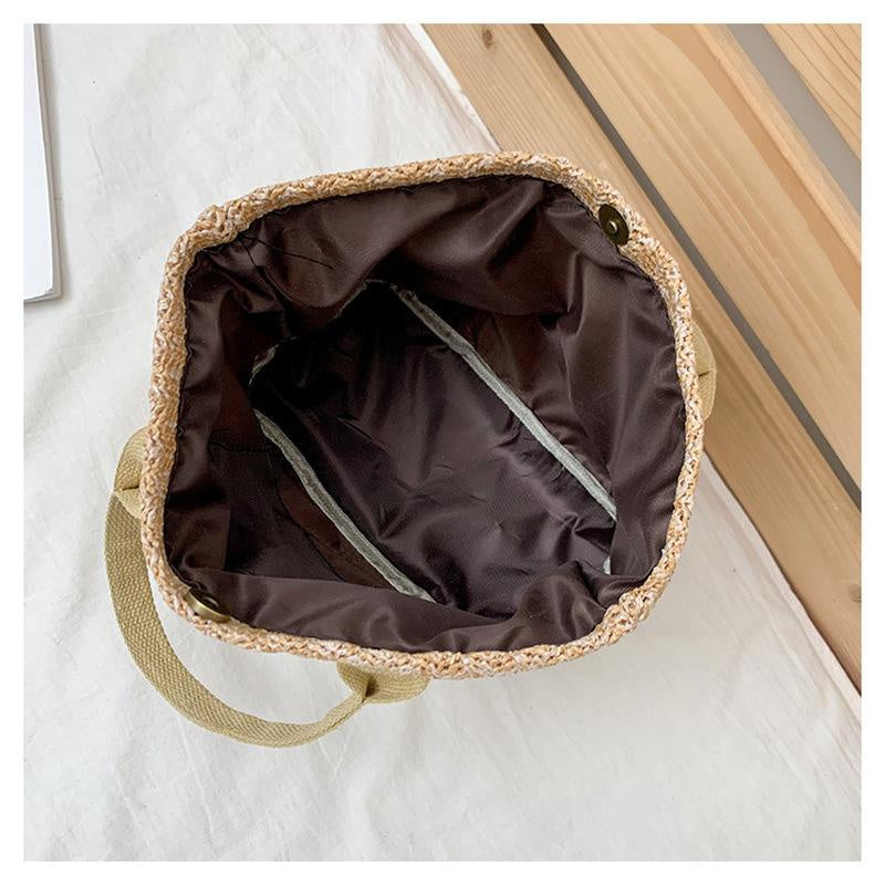 Summer Trend Straw Bags New Popular Hit Color Handbags for Women Zipper Color Matching Tote Bag