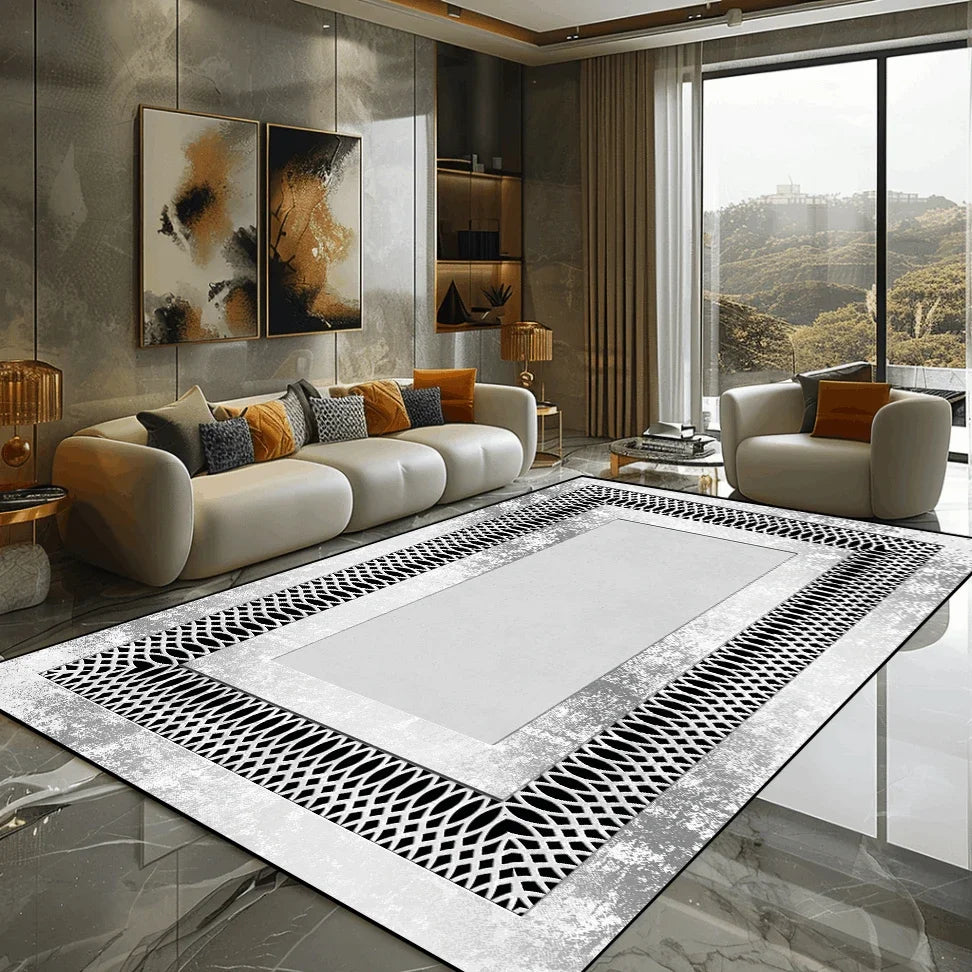 Golden Marble Carpet Luxury Bedroom Decoration Large Area Rugs Sofa Side Carpets for Living Room Soft Non-slip Lounge Floor Mat