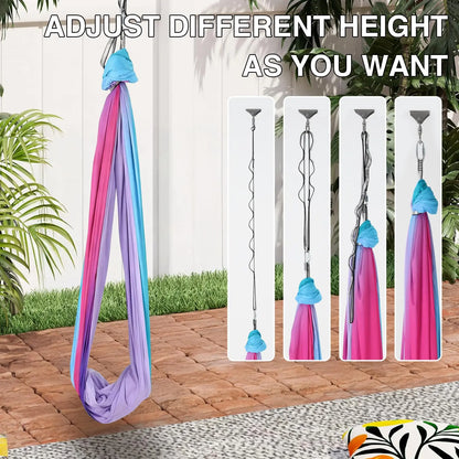 Sensory Swing Hammock Chair For Kids 55x59in Dual Layer Indoor Outdoor Hanging Pod Hammock Swing 300LB With 360 Swivel