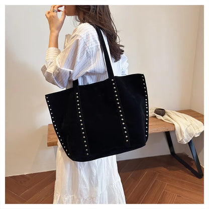 Fashion Microfiber Solid Sewing Shoulder Bags 2025 High Quality Retro Sweet Handbags Brand Sequined Large Capacity Bag for Women