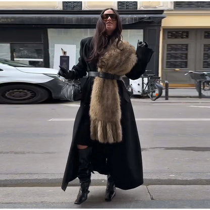 Faux Fur Tassels Scarf for Women Autumn Winter Fluffy Fur Neckerchief 2026 New Lady Luxury Shawl Scarves Clothing Accessories