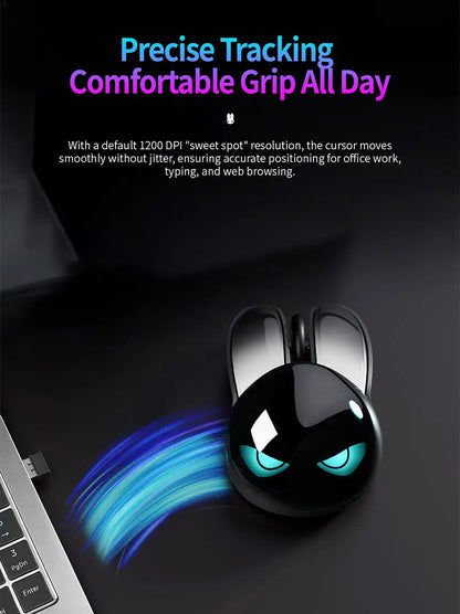 MOFII M6C Evil Rabbit Dual-mode Mouse, Black Cool Rabbit Shape, RGB Ambient Light, Silent Rechargeable, Multi-device Compatible