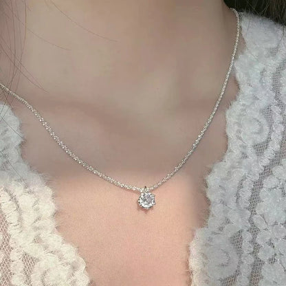 GRA Moissanite 6 Prong Crown Pendant Necklace Real S925 Sterling Silver Sparkling Cauliflower Chain for Women Fine Jewelry