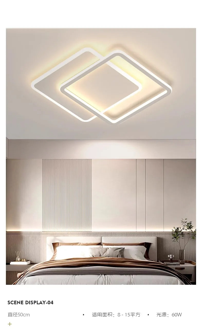 Modern LED Ceiling Lamp Square Ultrathin Living Room Lights with Remote Control Bedroom Study Dining Home Decor Lighting Fixture