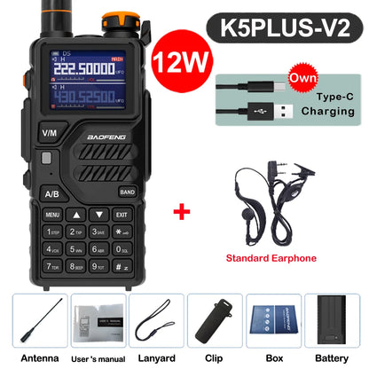 2026 Baofeng UV-K5 Plus Walkie Talkie 12W High Capacity AM FM Two Way Radio Full Band LCD 999CH Frequency Copy NOAA Noise Reduce