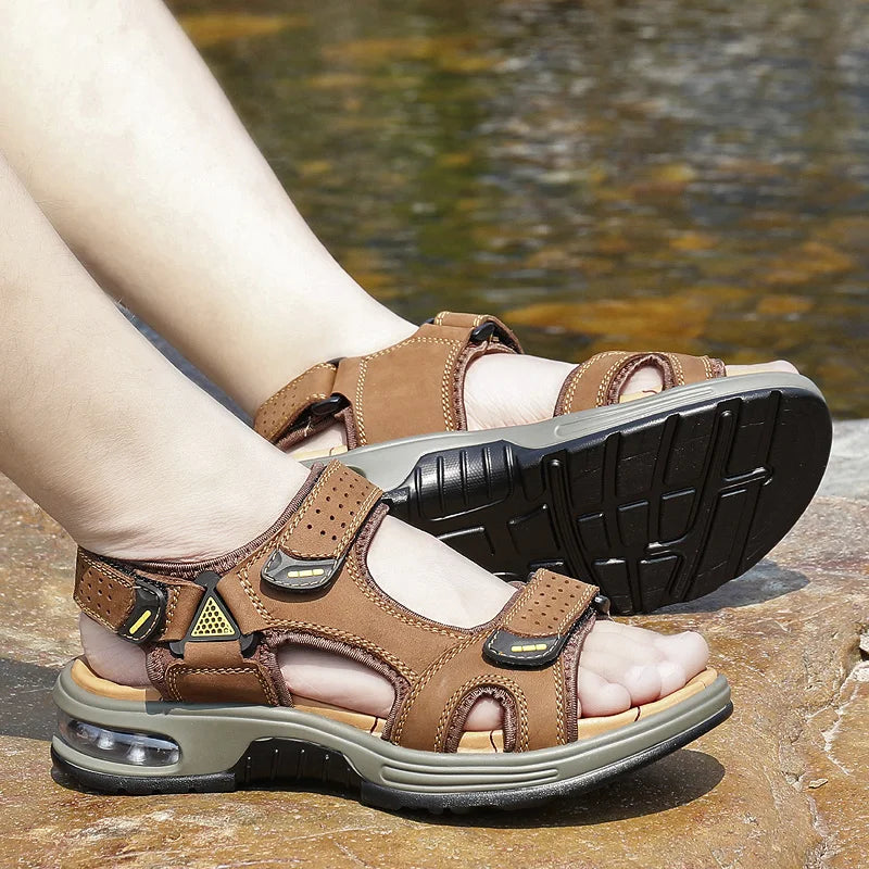 Men Sandals Classic Summer Youth Outdoor Leisure Light Open Toed Beach Shoes Soft Bottom Shock Absorbent Fashion Walking Sandals