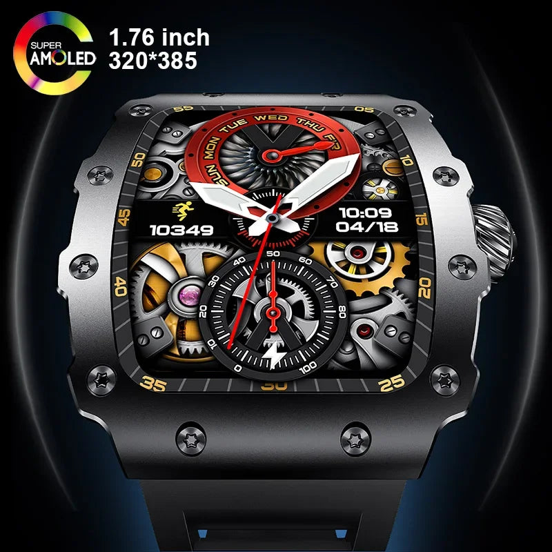 New Trend Smart Watch 1.76 inch AMOLED 3D Dynamic Dial IP67 Waterproof Bluetooth Call NFC Voice Assistant Men Sports Smartwatch