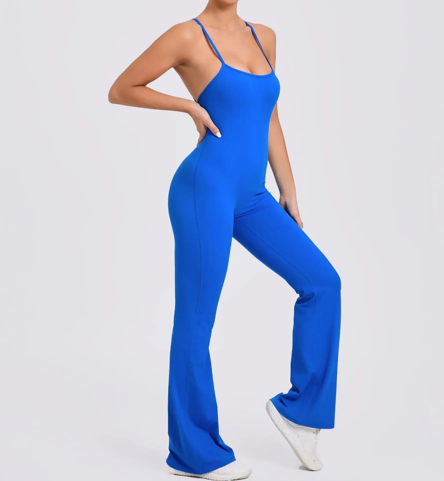 Sports Overalls for Women Sportswear Flared Jumpsuit Woman Padding Jumpsuits Gym Combinaison Femme Coffee Gray Navy Blue Red