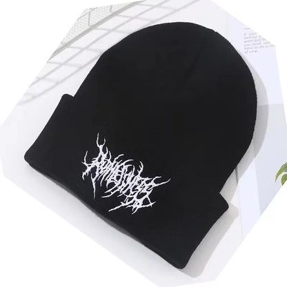 Warm Women Men Winter Beanies Hats Gothic Street Punk Knitted Bonnet Caps 100% Cotton Fashion Keep Warm Skullies Beanies Hats