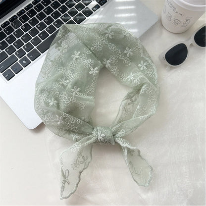 INS Lace Hair Scarf Women Korean Triangle Hair Band Travel Photo Headband Sunscreen Headscarf Girls Linen Cotton Neckerchief