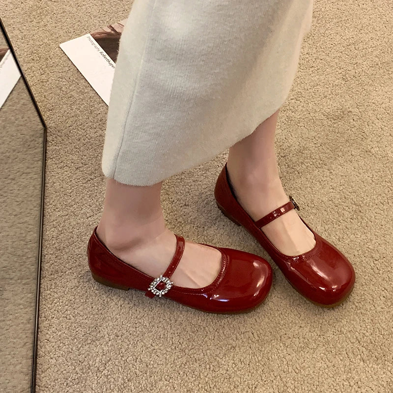 New Spring Autumn Women Ballet Flats Comfort Round Toe Soft Sole Leather Shoes Ladies Daily Wear Dress Mary Jane Shoes