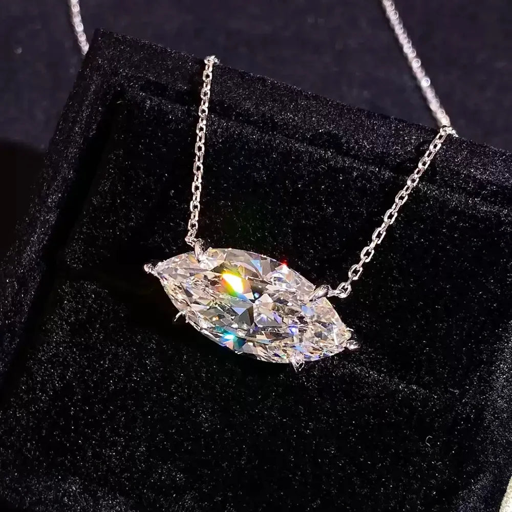 COSYA 2/6CT Marquise Cut Moissanite Necklace for Women S925 Silver Solitaire East West Lab Diamond Wedding Fine Jewelry Gift