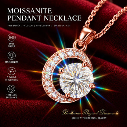 Luxury 1 Carat Moissanite Necklace Pendant D Color VVS1 S925 Sterling Silver Chain Women Engagement Wedding Jewelry With GRA