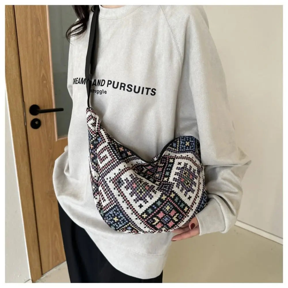 Canvas Shoulder Bags Fashion Large-capacity National Style Underarm Bags Messenger Bag Women Female