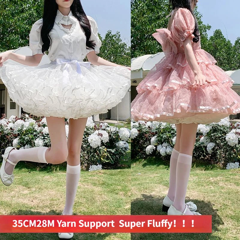 Multi-layer Ruffled Petticoats For Women Fluffy Bubble Skirt Crinoline Underskirt No Hoop Boneless Lolita Puffy Skirt Mini Skirt