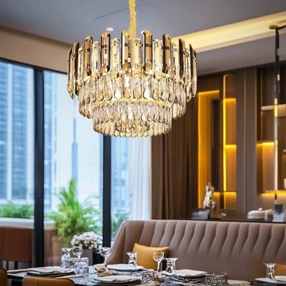 Modern K9 Crystal Chandelier Round Ceiling Fixtures Pendant Lights Living Room Bedroom