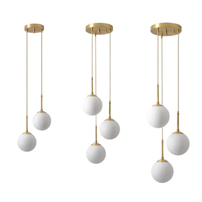 Glass Ball Led Pendant Lamp Modern Fixtures Chandelier Lights for Dining Room Indoor Hotel Lobby Home Decor Stairs Hanging Lamp