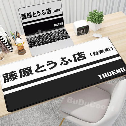 Gaming Mouse Pad Non-slip Mausepad Anime Initial D Keyboard Mats Large Office Deskmat Black And White Art Rubber Mice Pad Carpet