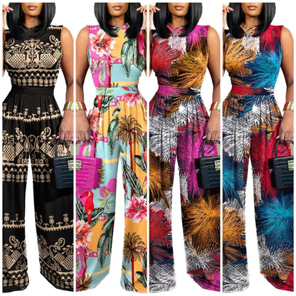 Slim Fitting Printed Sleeveless Women's Jumpsuit 2023 Spring New Casual Pants Rompers