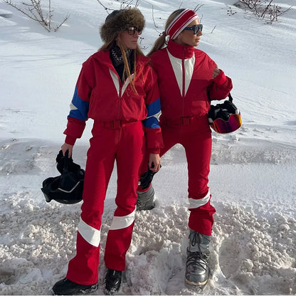 Casual Stand Collar Women Ski Jumpsuits Zippers Waist-Closed Thicken Lady Jumpsuit 2026 Autumn Winter Chic Female Skiwear