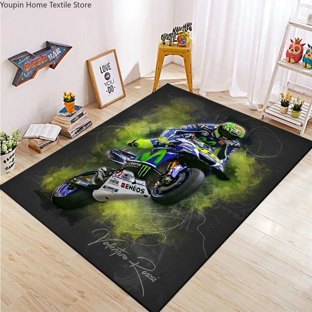 The Doctor Cartoon Yellow Carpet Mat Racing Theme Living Room Rug with Number 46 Signature Home Non-Slip Play Rugs for Bedroom