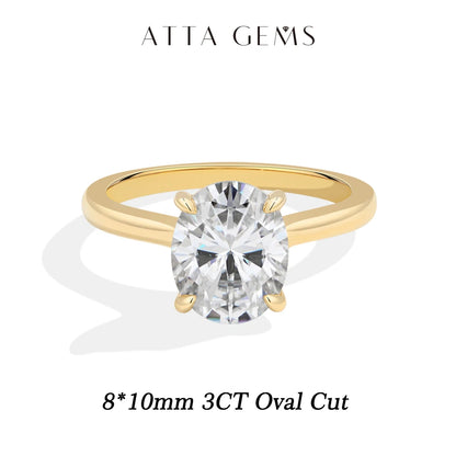 ATTAGEMS Oval Cut 1.0-4.5CT D VVS1 Moissanite Rings for Women 925 Sterling Silver Solitaire Engagement Ring Luxury Band Jewelry