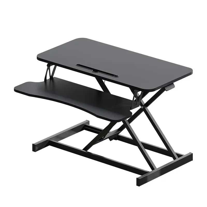 32" Modern Height Adjustable Desk Converter, Sit Stand Dual Monitor & Laptop Workstation with Wide Keyboard Tray, Eco-Friendly