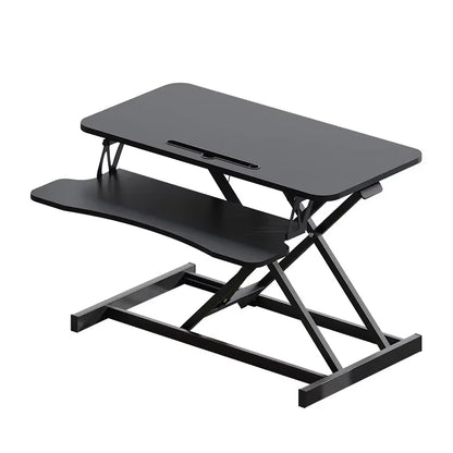 32" Modern Height Adjustable Desk Converter, Sit Stand Dual Monitor & Laptop Workstation with Wide Keyboard Tray, Eco-Friendly