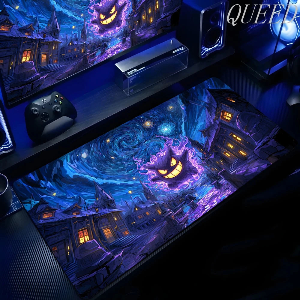 XXL Play Mat Laptop Black Gaming Accessories Mouse Pad Japan Anime Keyboard Rug PC P-pokemon Gengar Mousepad Gamer Keyboard Rug