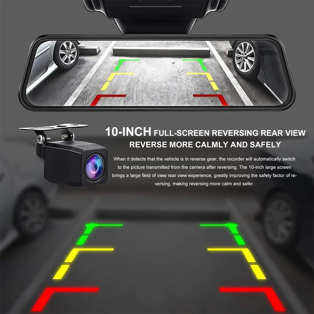 Touch Screen 1080P HD Automotive Driving Recorder Front & Rear Dashcam with Interior Car Camera, Photo Mode, AVI Video Format, Car Electronics Accessory