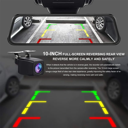 Touch Screen 1080P HD Automotive Driving Recorder Front & Rear Dashcam with Interior Car Camera, Photo Mode, AVI Video Format, Car Electronics Accessory