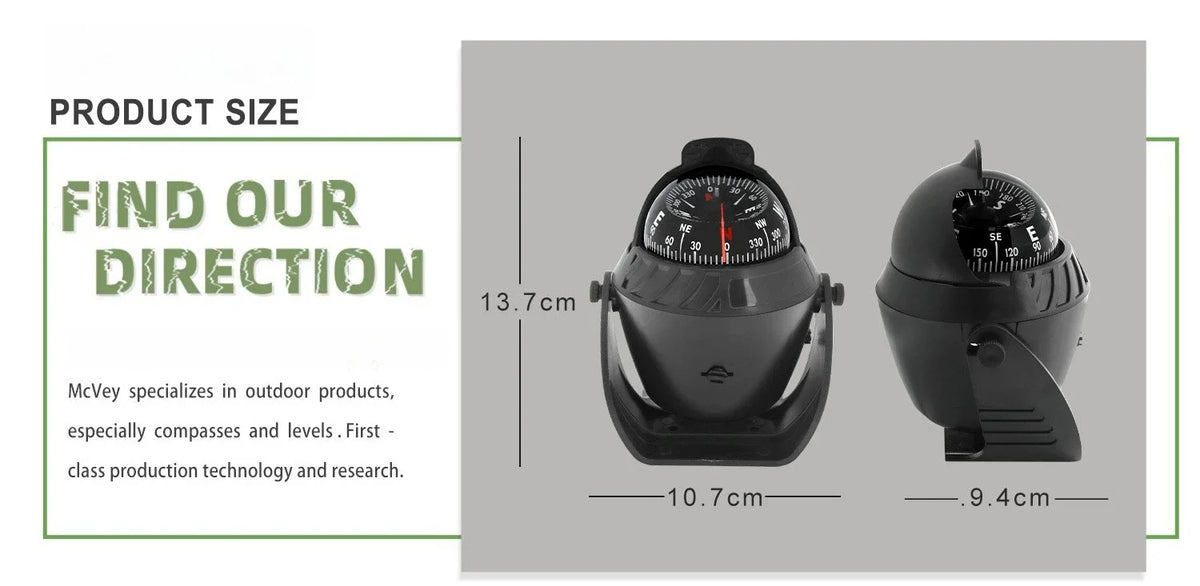 LED Light Electronic Compass, High Precision Pivoting Navigation Compass for Boat Car Marine Use