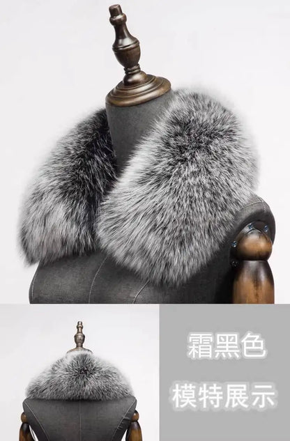 Natural Fox Fur Collar Removable Real Fur Square Collar for Coat Fashion Accessory for Women down Jacket Large Scarf Scarves