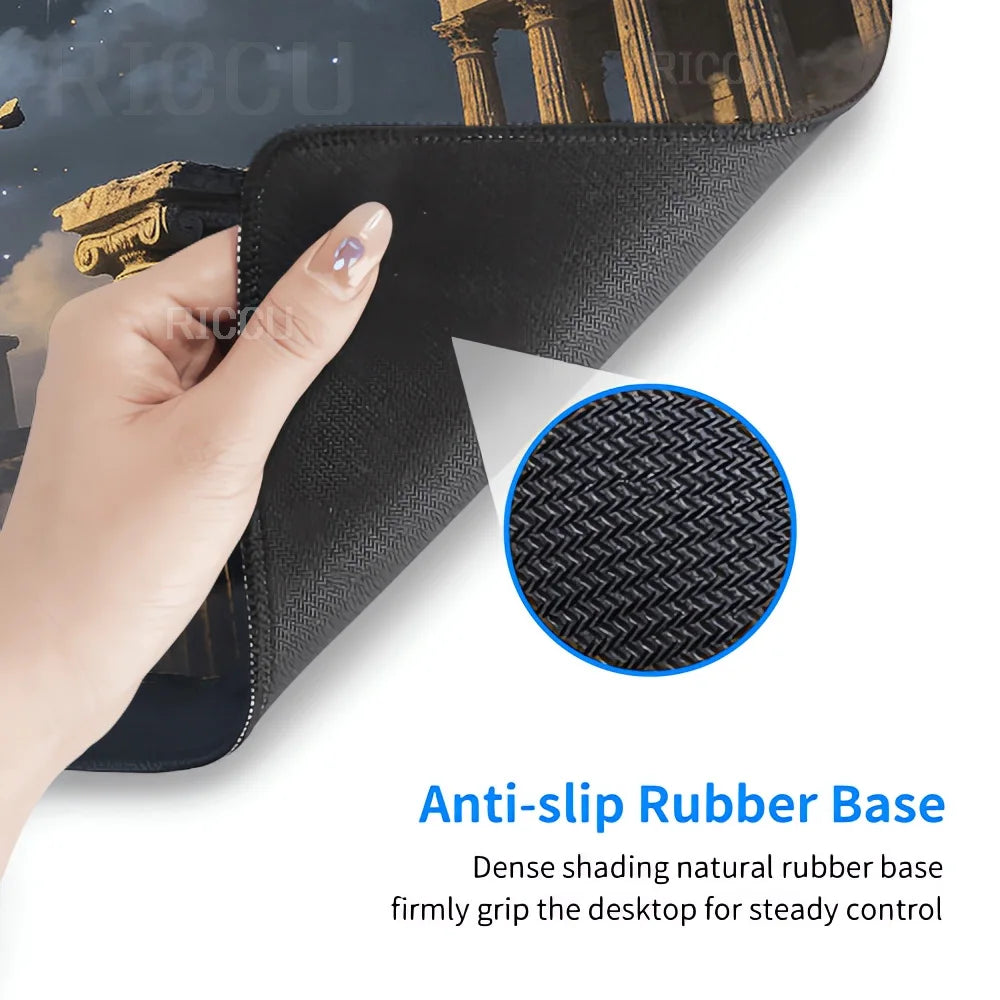 Black Majestic Sculpture Mouse Pad Large Desk Accessories Desk Pad Rubber Base Edge Mousepad Non-Slip Mousepad for Office