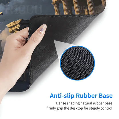 Black Majestic Sculpture Mouse Pad Large Desk Accessories Desk Pad Rubber Base Edge Mousepad Non-Slip Mousepad for Office
