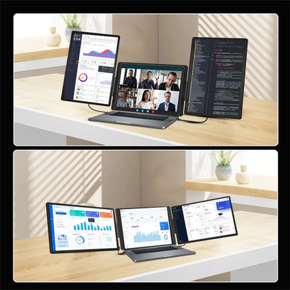 Rospider 16 Inch Portable Dual Screen Laptop Monitor Extender 1200P 2560P Rotatable Triple Display for Laptop MacBook Windows