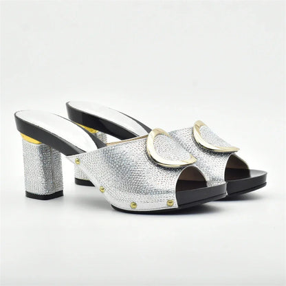 African Women Shoes and Bags Sets with Rhinestone Plus Size Heels 43 Nigerian Party Pumps Luxury Shoes Wedding Shoes Bride