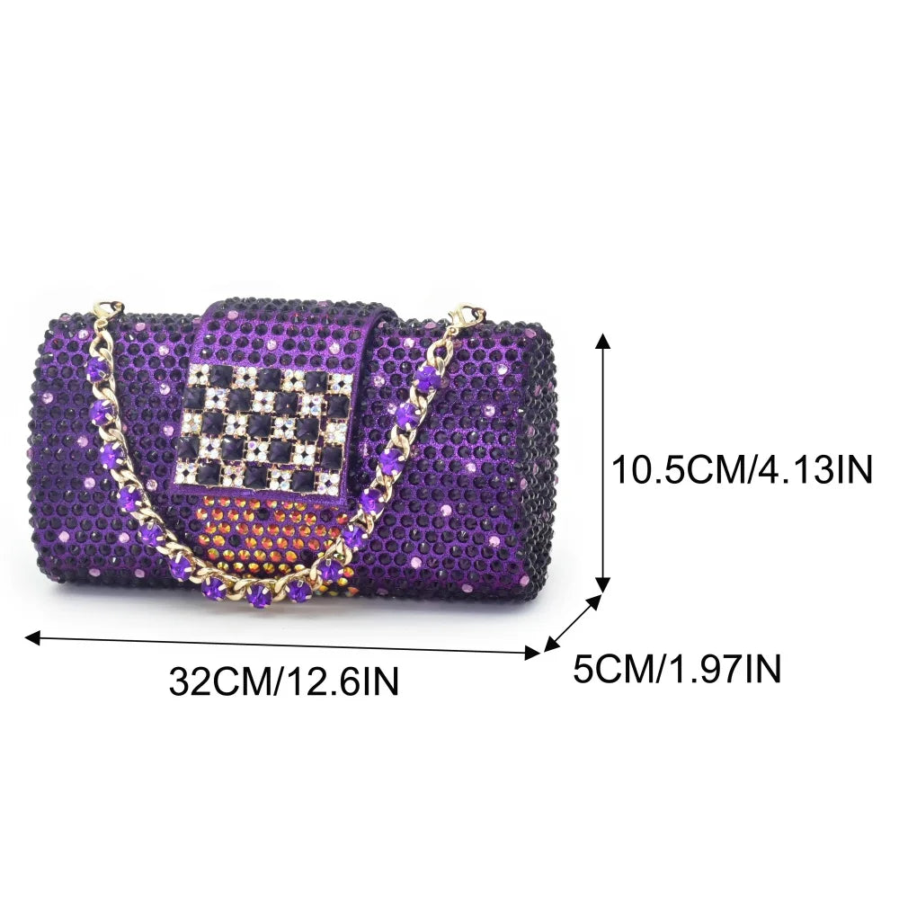 Women Nigerian Italian Shoes and Bags Set Decorated with Rhinestone Luxury Shoe and Bag Set for Party in Women Ladies Pumps